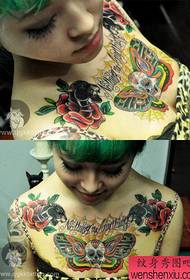 modello di tatuaggio popolare di bellezza pop teschio farfalla teschio