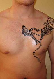 personalità petto maschile moda bell'aspetto croce rosa a forma di cuore foto 56653 - immagine sexy del tatuaggio di angelo di bell'aspetto femminile petto