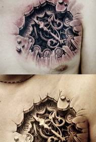 un modello di tatuaggio meccanico sul petto anteriore