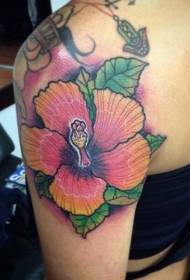 plecu krāsas hibiska ziedu tetovējuma raksts