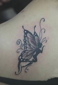 patrón de tatuaje de elfo de mariposa de hombro de chicas