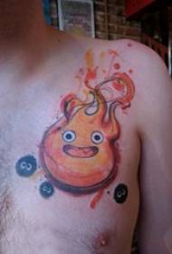 spalla tatuaggio semplice spalla maschile colore fuoco Immagini del tatuaggio