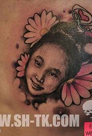 chest cute baby girl image tattoo pattern