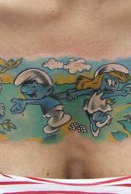 gadis dada busana lucu pola tato Smurf