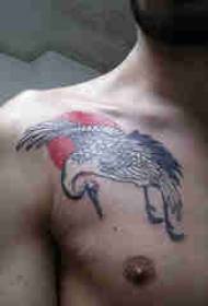 Xianhe tetování mužské barvy ramene Bílý jeřáb tetování obrázek