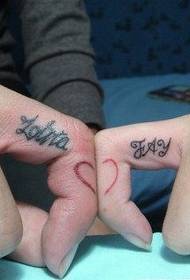 Par finger engelsk alfabet sød tatovering