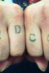 Pirkstu vienkārša burta stila tetovējuma raksts