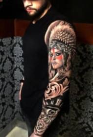9 pieces of large black flower arm tattoos in European and American style