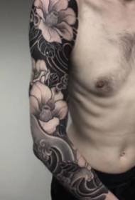 9 мужской красивый большой цветок рука татуировки работает
