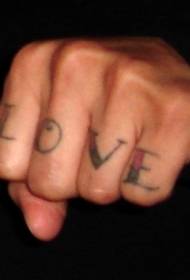 Finger color love word inglese english tattoo