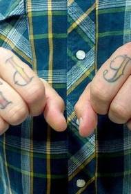 Modello di tatuaggio alfabeto inglese colorato dito