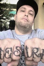 Personality men's ten fingers of English tattoo tattoo