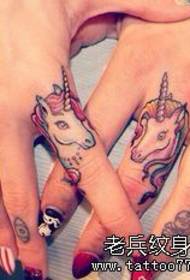 A cute couple unicorn finger tattoo artwork picture