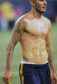 ຮູບ Beckham tattoo ຮູບດາວໃສ່ແຂນຮູບລັກສະນະສີເທົາສີ ດຳ