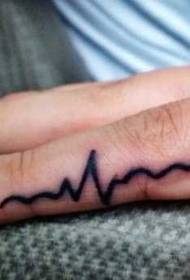 Piršto gražus ir gražus EKG tatuiruotės modelis