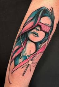 Imago colorata, in bracchium pueri mores tattoos Threicae imago puellae persona,