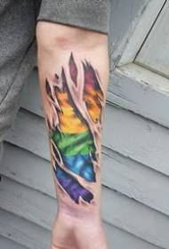 Mic tatuaj proaspăt - elemente creative și interesante de curcubeu colorate ale modelului literar mic de tatuaj proaspăt