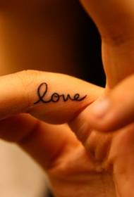 Very beautiful English tattoo on the finger