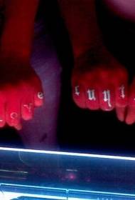 Modello di tatuaggio fluorescente bianco lettera dito