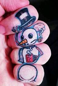 Finger hunhu kusanganisa snowman tattoo