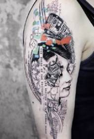 Un set di disegni di tatuaggi di braccia in un stittu di stittura