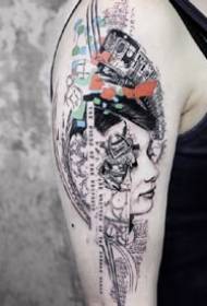 Un conjunto de diseños de tatuajes en el brazo en un estilo de costura