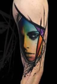 18 grupos de patrones de tatuajes de brazo de retrato de niña oscura europeos y estadounidenses