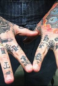 Ручно обојени различити симболи абецеде тетоважа узорак