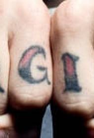 Imagem de tatuagem de letra de estilo escuro de cor de dedo