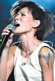 Bintang tatu Cina Lu Qiaoyin lengan pada gambar tatu garis hitam