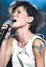 Braccio cinese Lu Qiaoyin stella tatuaggio sulla linea nera immagine del tatuaggio