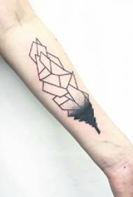 Geometrische element tattoo meisje arm op zwarte veer tattoo foto