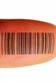 Finger på svart minimalistisk kombinert strekkode elektronisk tatoveringsbilde
