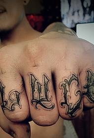 Napływ męskiego podwójnego palca osobowość kwiat ciało tatuaż angielski tatuaż