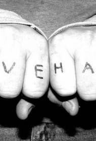 Finger kärlek och hatar enkla svarta brev tatuering mönster