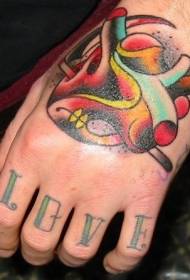 Imagem de coração colorido de mão com imagens de tatuagem de carta