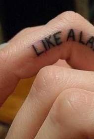 Finger liten engelska karaktär tatuering mönster