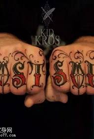 Stylish letter tattoo on finger