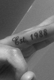 Bello modello minimalista del tatuaggio di alfabeto inglese sul dito delle ragazze