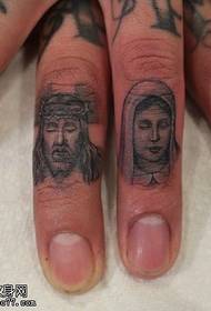 Padrão de tatuagem de retrato de personagem antiga no dedo