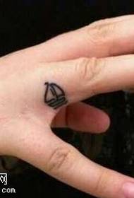 Sailing tattoo pattern on finger