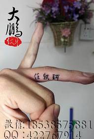 Finger small Chinese tattoo
