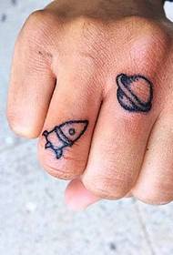 Rocket tattoo pattern on the finger