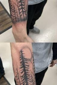 Tatuering kvistar pojke armar på mörkgrå träd tatuering bild