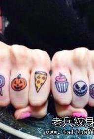 Sekelompok desain tato jari kartun berwarna-warni yang indah