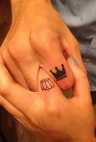 Par Finger King og Queen Crown Tattoo Pattern