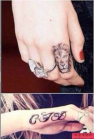 Finger lion tattoo work