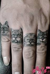 นิ้วบุคลิกภาพภาพแมวสัญลักษณ์สัก