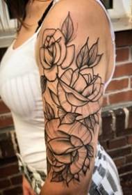 18 pieces of black gray flower tattoo on the arm
