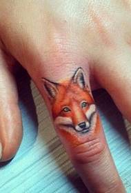 Tatouage tête de renard peu sur le doigt